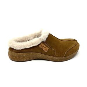 Taos Future Faux Fur Lined Suede Clog Chestnut Brown